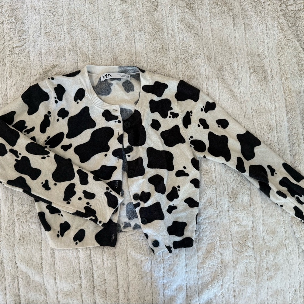 Zara Monochrome Cow Pattern Cardigan